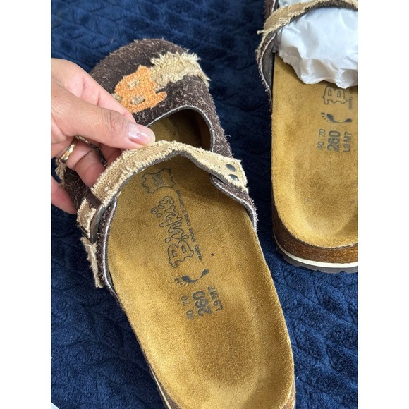 RARE‎ Birkenstock Birki's Brown Suede Khaki Canvas Clog Men's 7 - Picture 3 of 6